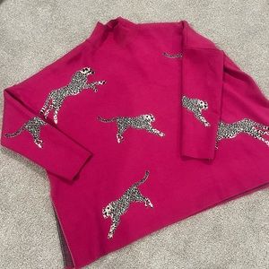 On trend 🐆 poncho like sweater - magenta 💗